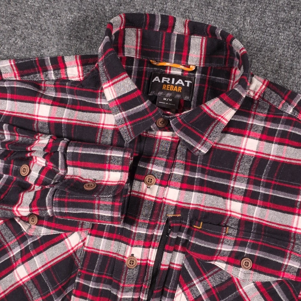 Ariat Rebar Durastretch Flannel Shirt Mens Medium Plaid Long Sleeve Workwear